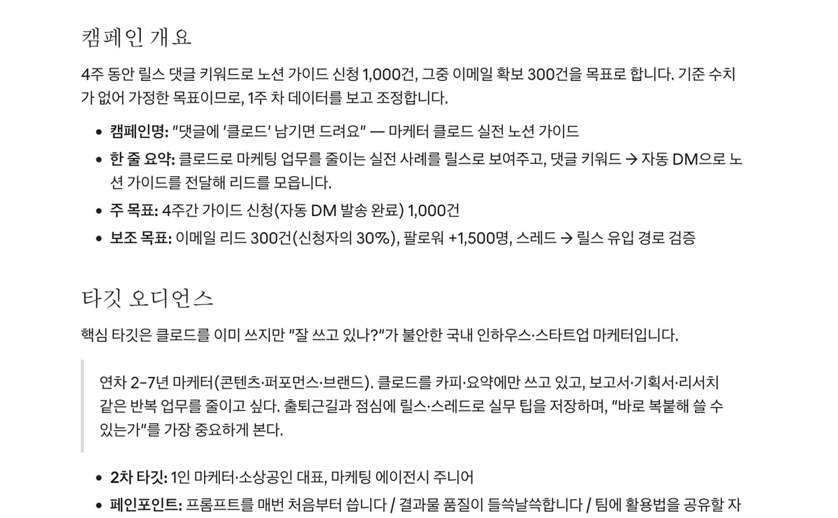 결과 — 캠페인 개요와 타깃